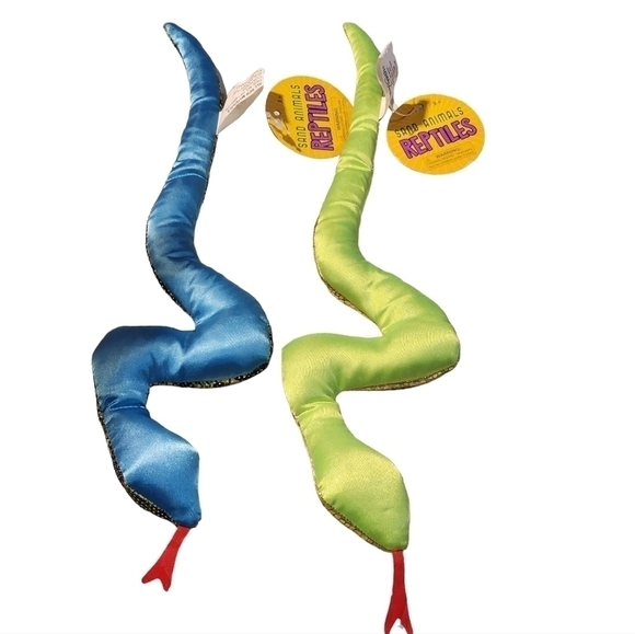 Sand filled Snake toy shimmery animal reptiles lot of 2 New with tags - Picture 2 of 7